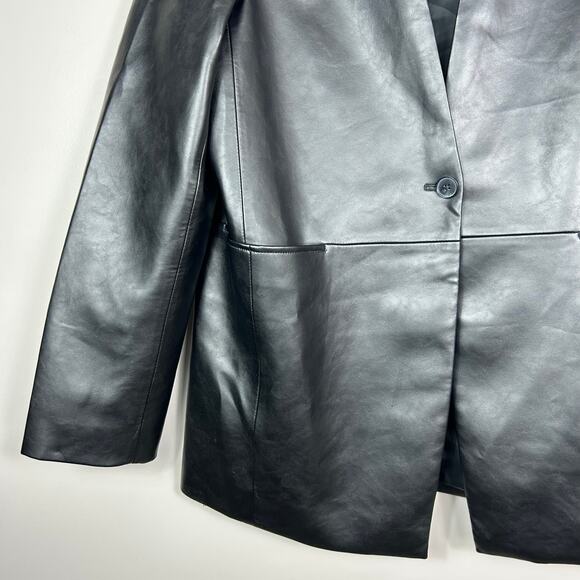 Aritzia Babaton Logan Faux Leather Jacket Blazer Black Sz Large - Picture 6 of 13